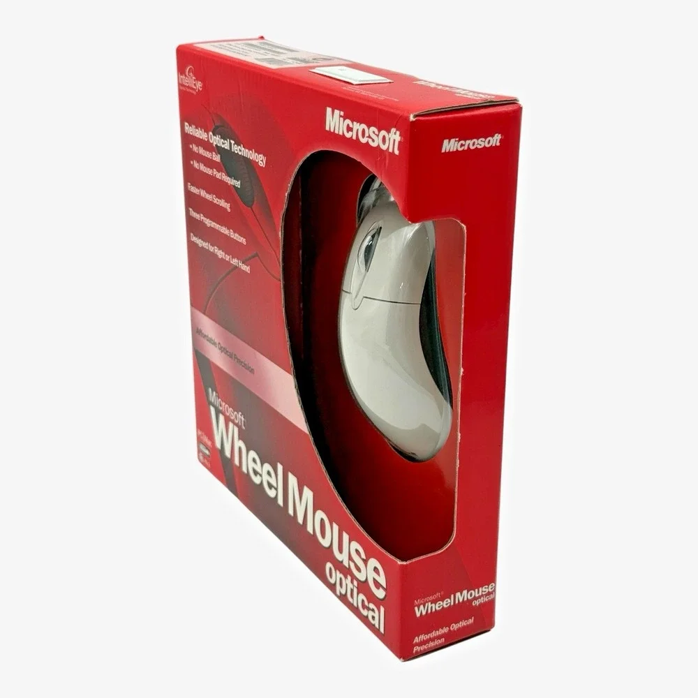 Microsoft Wheel Mouse Optical D66-00021 USB PS/2 Factory Sealed NOS Vintage